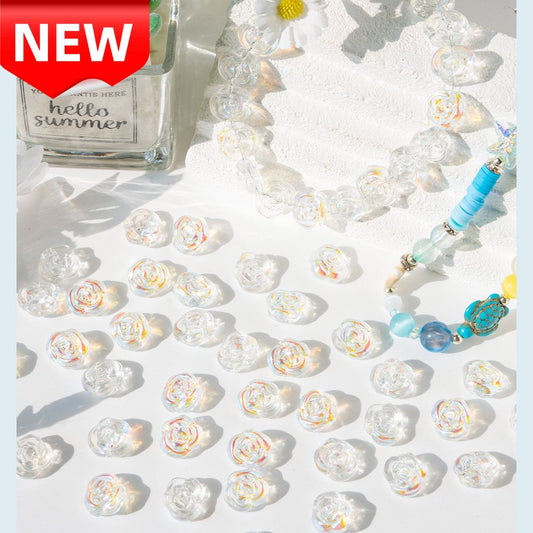Rose Flower Glass  Beads【13.5×12.5mm Size】