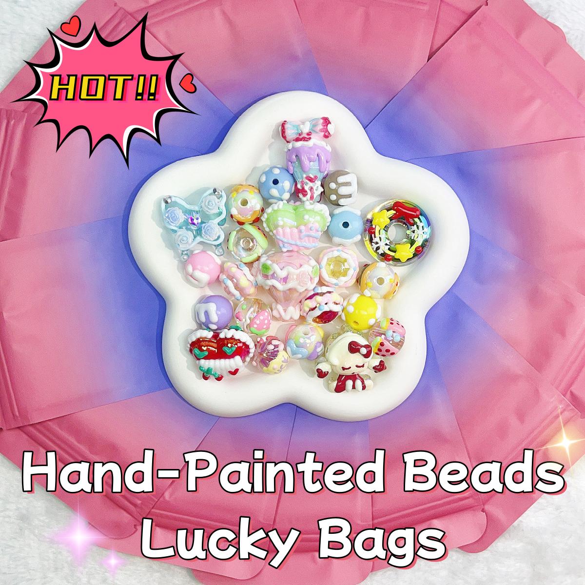 Hand-Painted Beads Lucky Bags for DIY Pen/Key Chain-Open in Live