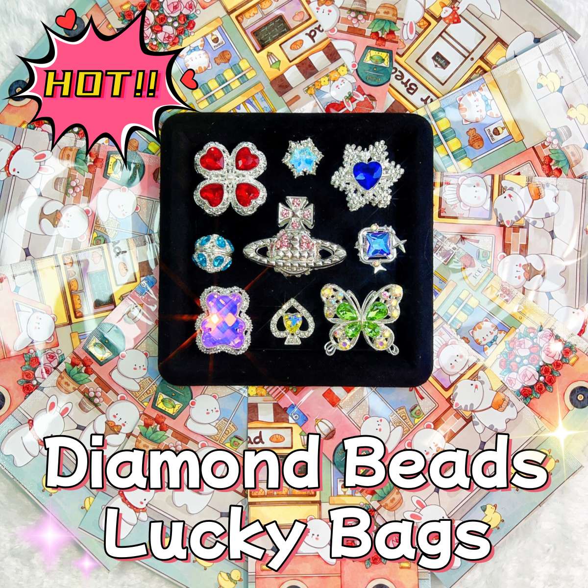 Diamond Beads for DIY Pen/Key Chain-Open in Live