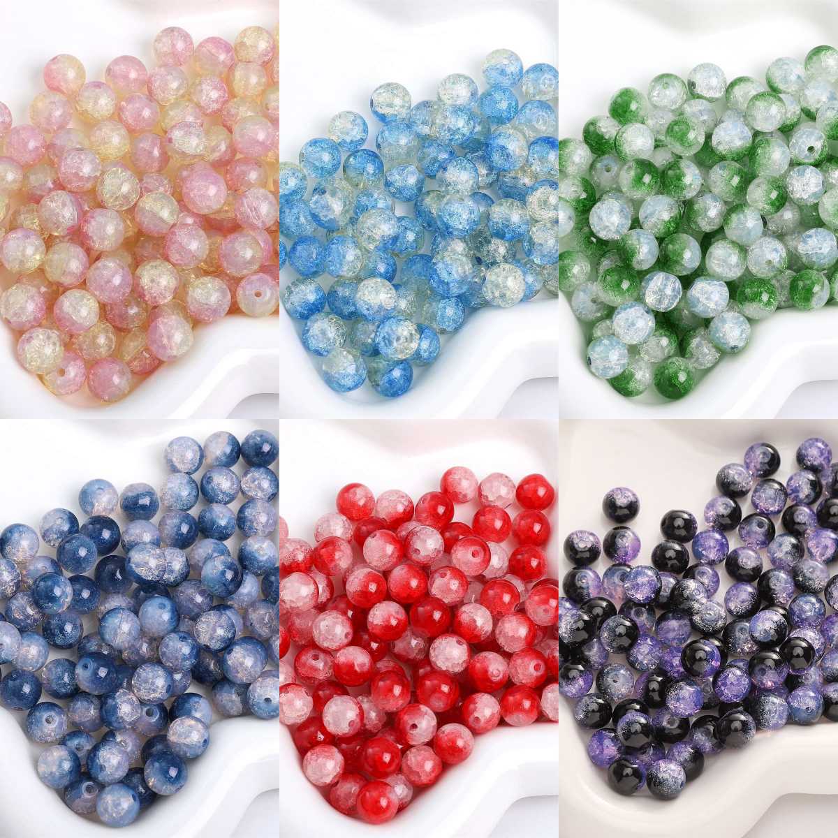 Two-colors Crackle Glass Beads 【10mm size】