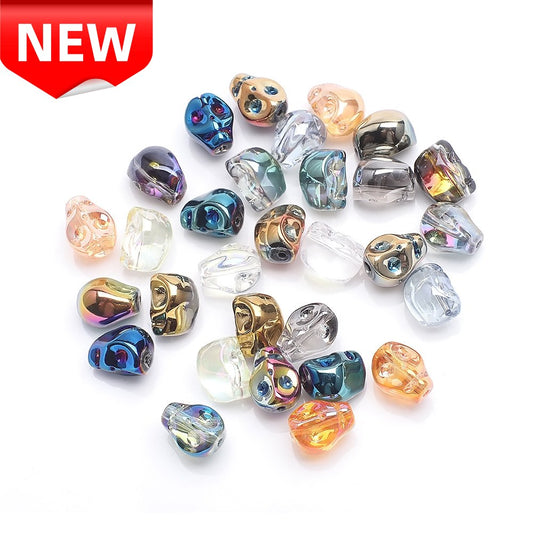 Electroplate Skull Glass Beads【10×8mm Size】