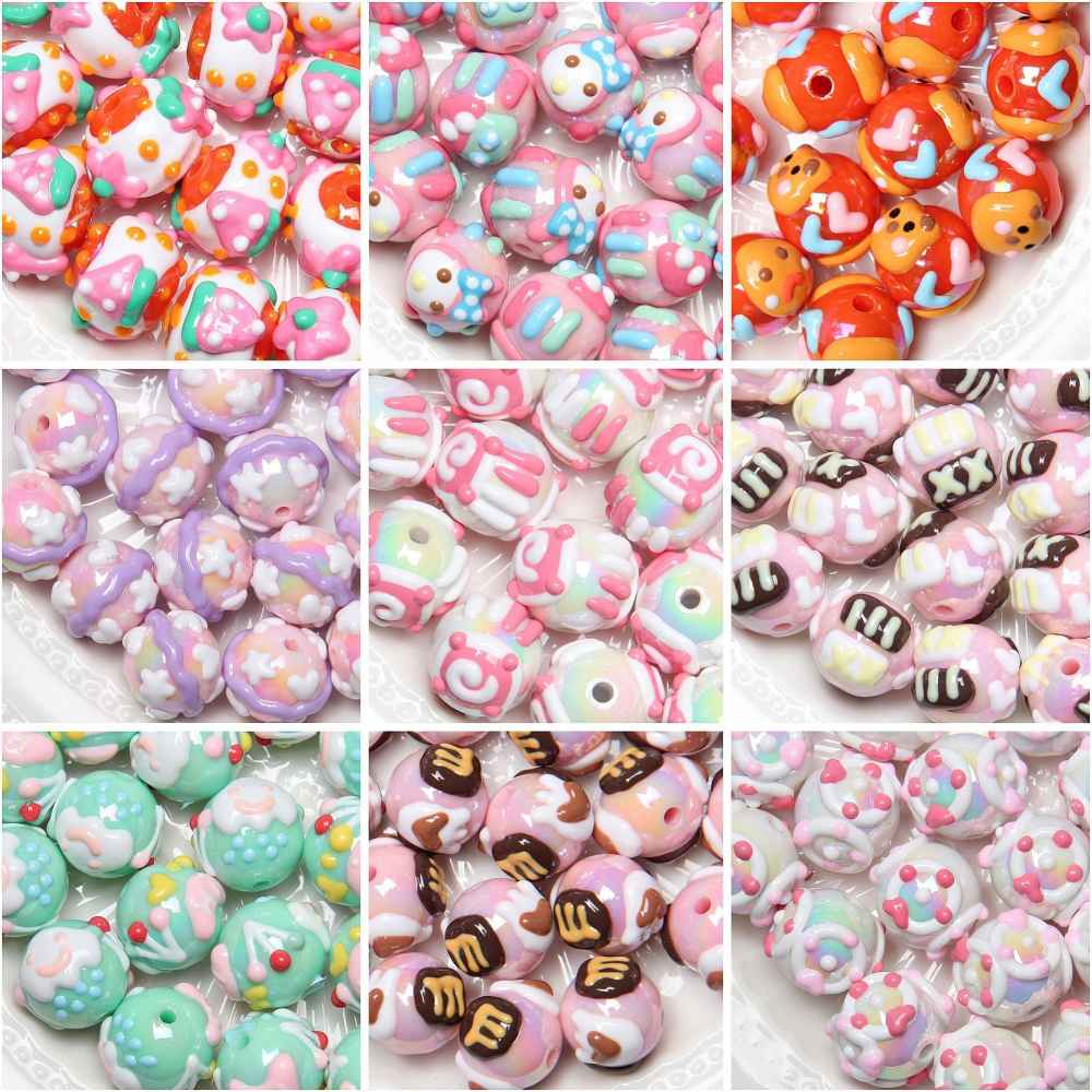 Hand-Painted Beads Lucky Bags for DIY Pen/Key Chain-Open in Live